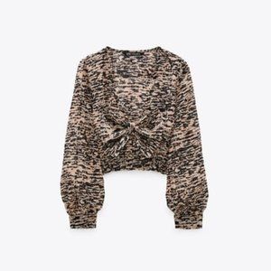 ZARA Animal Print Sheer Top